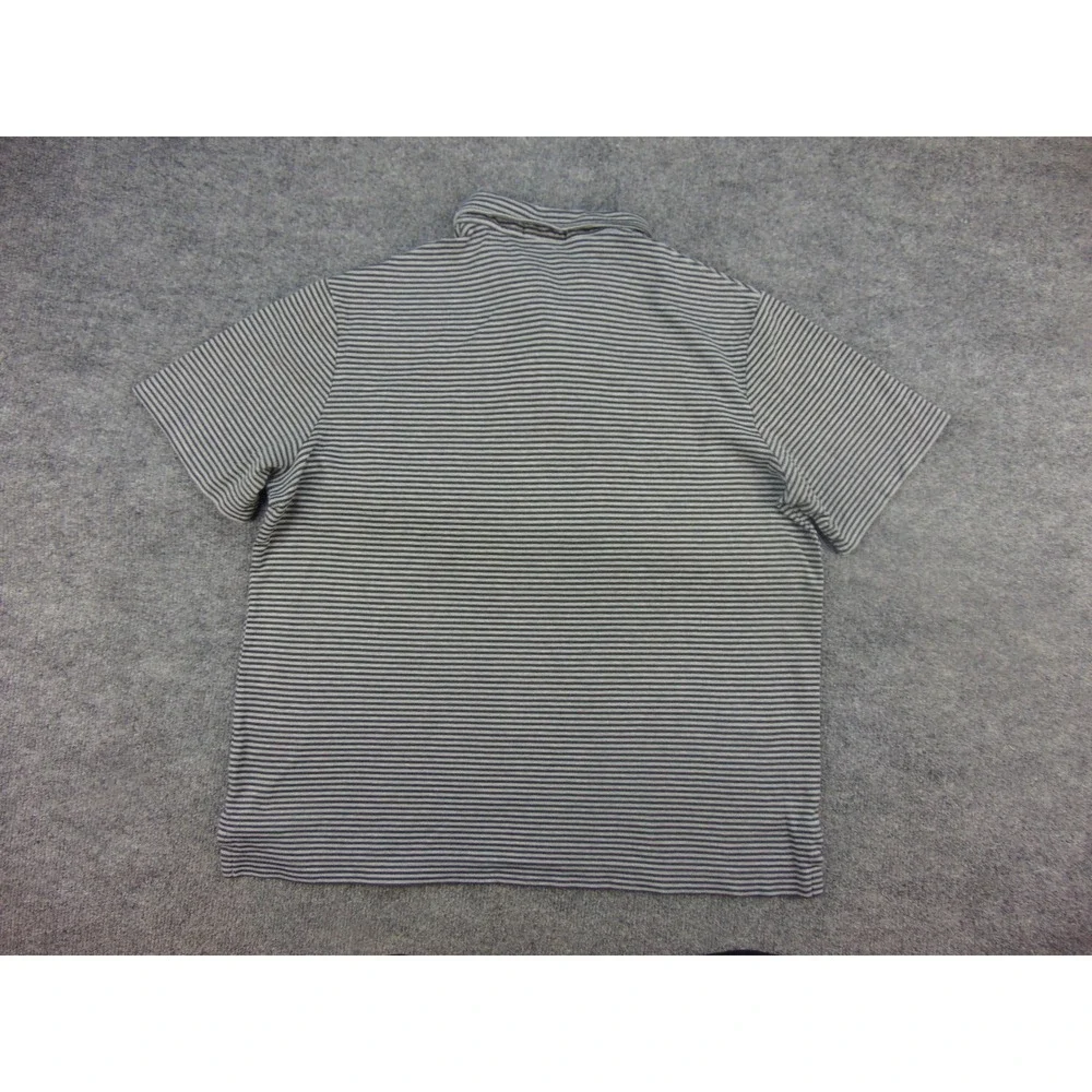 Polo Ralph Lauren Polo Mens L Classic Fit Gray‎ Striped Short Sleeve Preppy Core